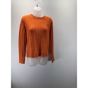 Lauren Ralph Lauren Sport Sweater Cable Orange Green Letters Women’s Size M